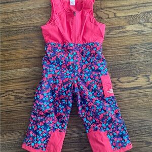 The North Face Toddler Girl Insulated Bib, Paradise Pink Wildflowers Print 3T